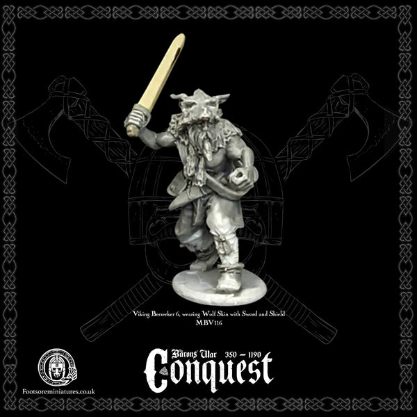 Viking Berserker 6, wearing Wolf Skin with Sword and Shield