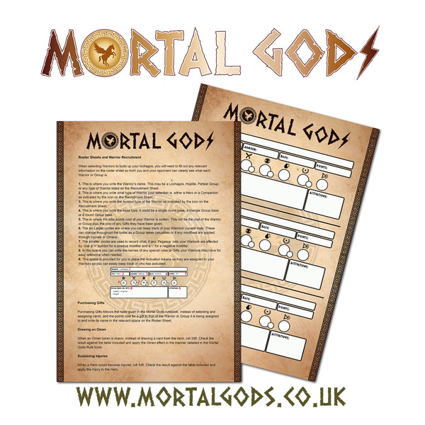 Mortal Gods Roster Sheet free PDF