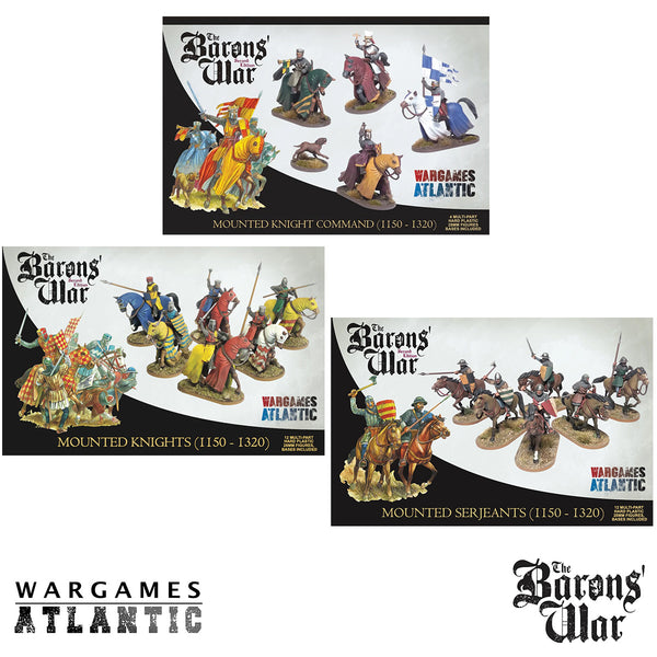 The Barons' War - Mounted Retinue, x3 sets of plastic Knights from Wargames Atlantic