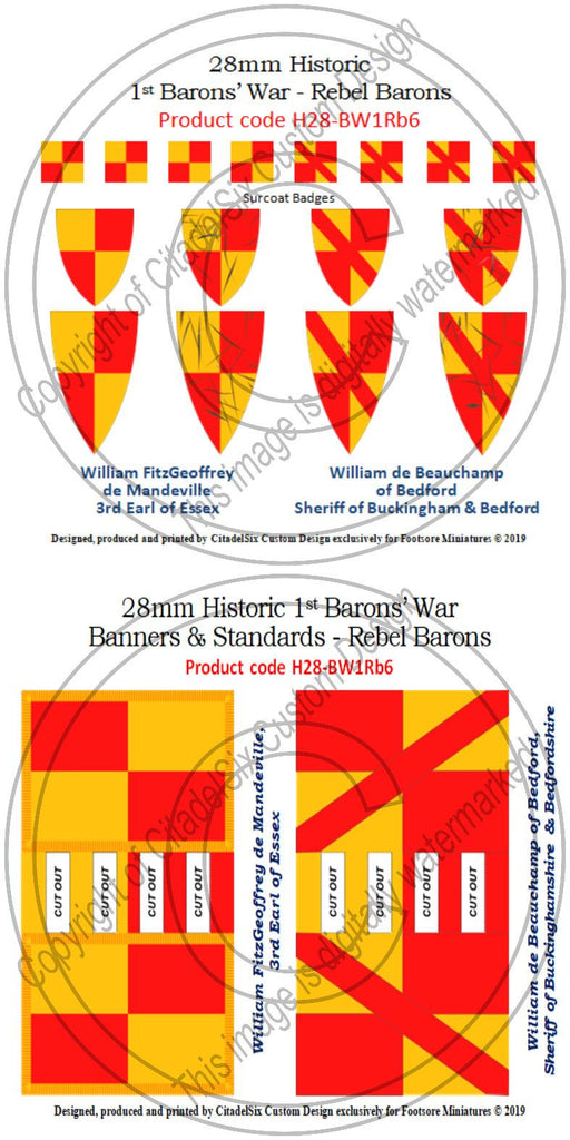 William FitzGeoffrey de Mandeville & William de Beauchamp of Bedford, Banners + Decals
