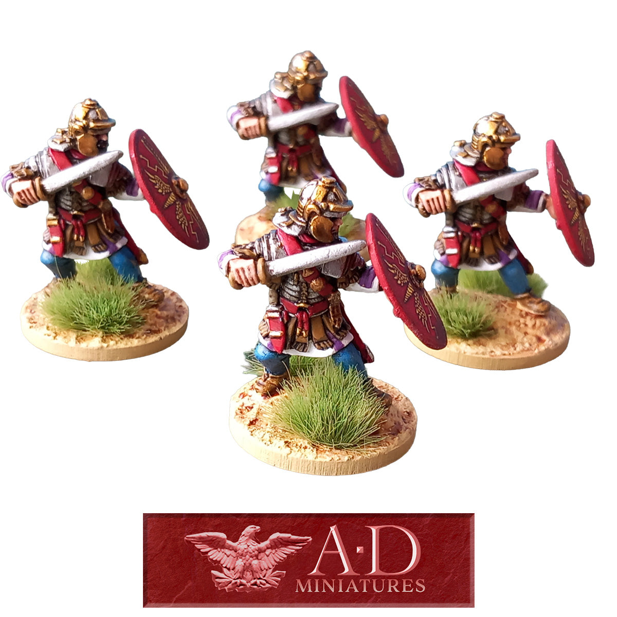 3rd Cent. Roman Legionaries with Sword, Defending. Four Miniatures sculpted by Adam Smith