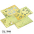 A set of two double-sided tabletop gaming terrain fold-out map boards, with a medieval hex grid pattern in yellow, green, and beige tones. For the game, Cry Havoc from Gary Chalk & Footsore Miniatures