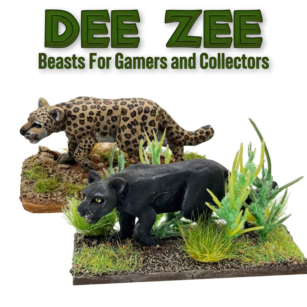 Model panther and jaguar on a naturalistic base from 'DEE ZEE Beasts For Gamers and Collectors'