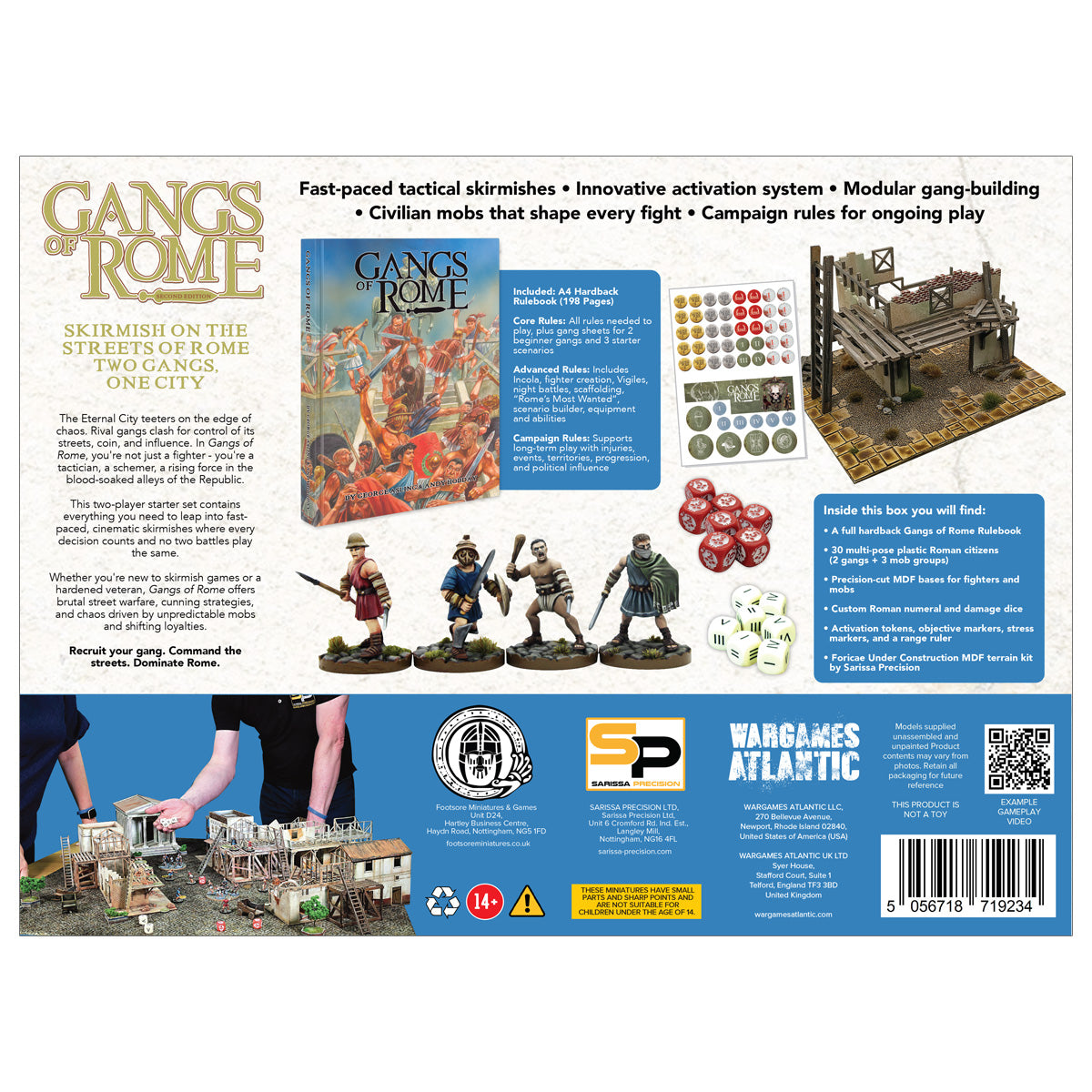 Gangs of Rome starter game box with figures, dice, rules and more