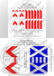 Two circular product labels for 28mm historical Scottish flags with text and design details. H28-BWAS07