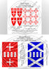 Scottish flag and coat of arms design with text on a white background. H28-BWAS09