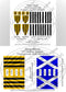 Two product labels for 12th-century Scottish flags with detailed descriptions on a white background. H28-BWAS10