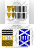 Two product labels for 12th-century Scottish flags with detailed descriptions on a white background. H28-BWAS10