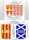 28mm Historic 12th Century Scottish flags with product codes and descriptions. H28-BWAS11