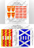 28mm Historic 12th Century Scottish flags with product codes and descriptions. H28-BWAS11