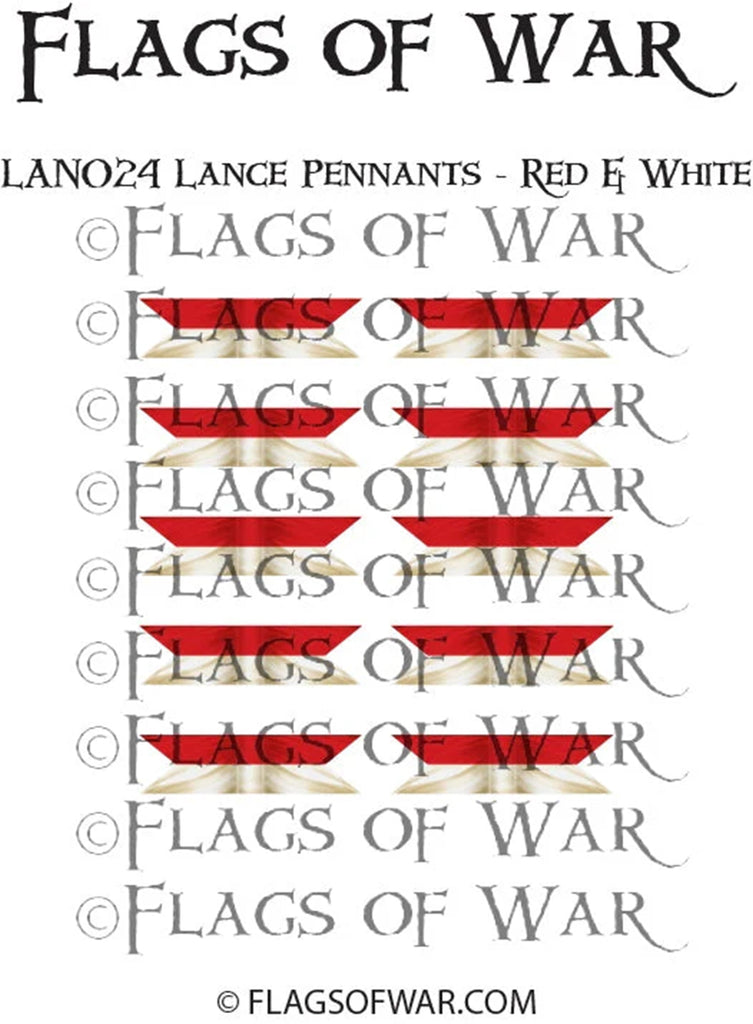 LAN024 Lance Pennants - Red & White