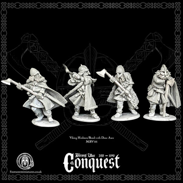 Viking Hirdmen/Bondi with Dane Axes for Footsore Miniatures 'Conquest' range.
