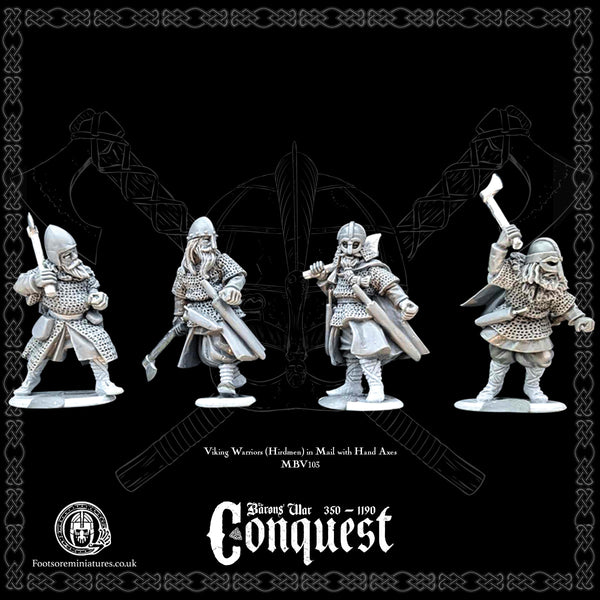 Viking Warriors (Hirdmen) with Axes for Footsore Miniatures 'Conquest' range.
