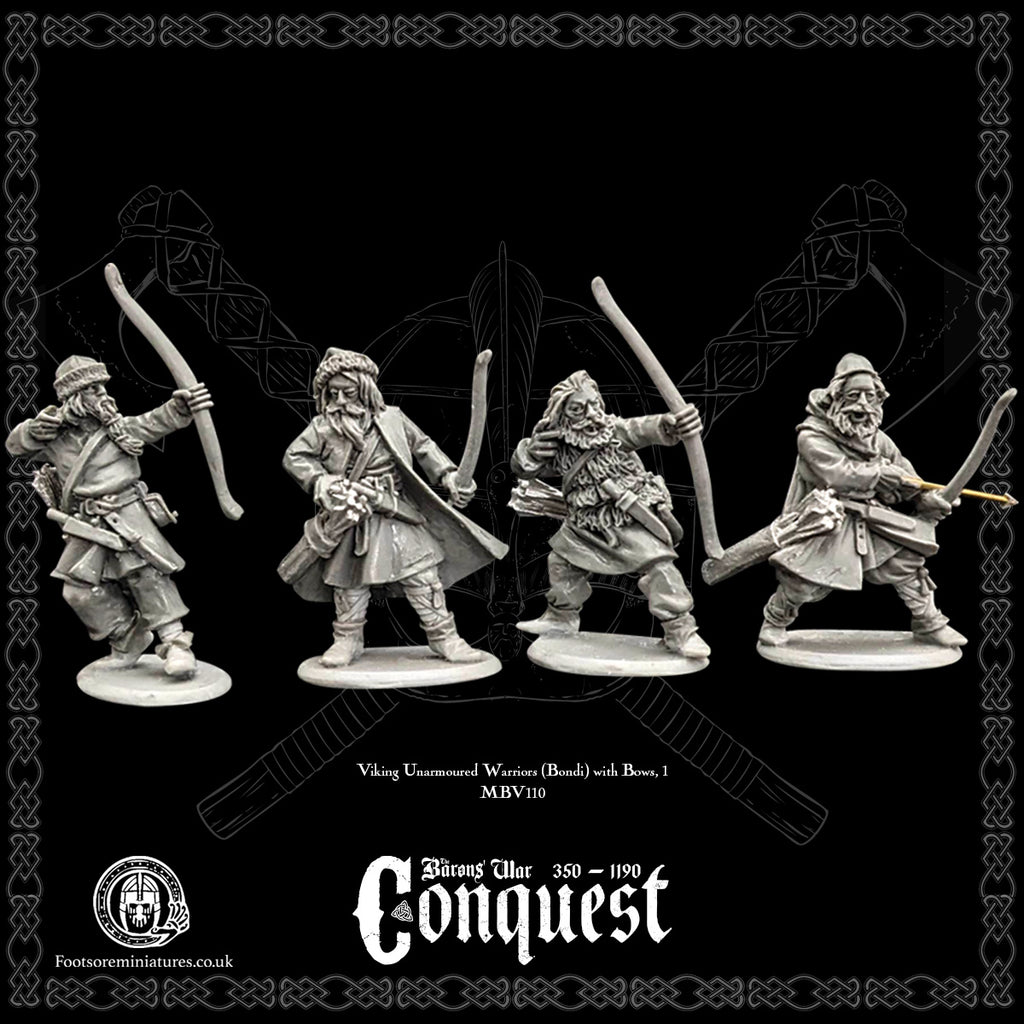 Viking Unarmoured Warriors (Bondi) with Bows, 1, for Footsore Miniatures 'Conquest' range.