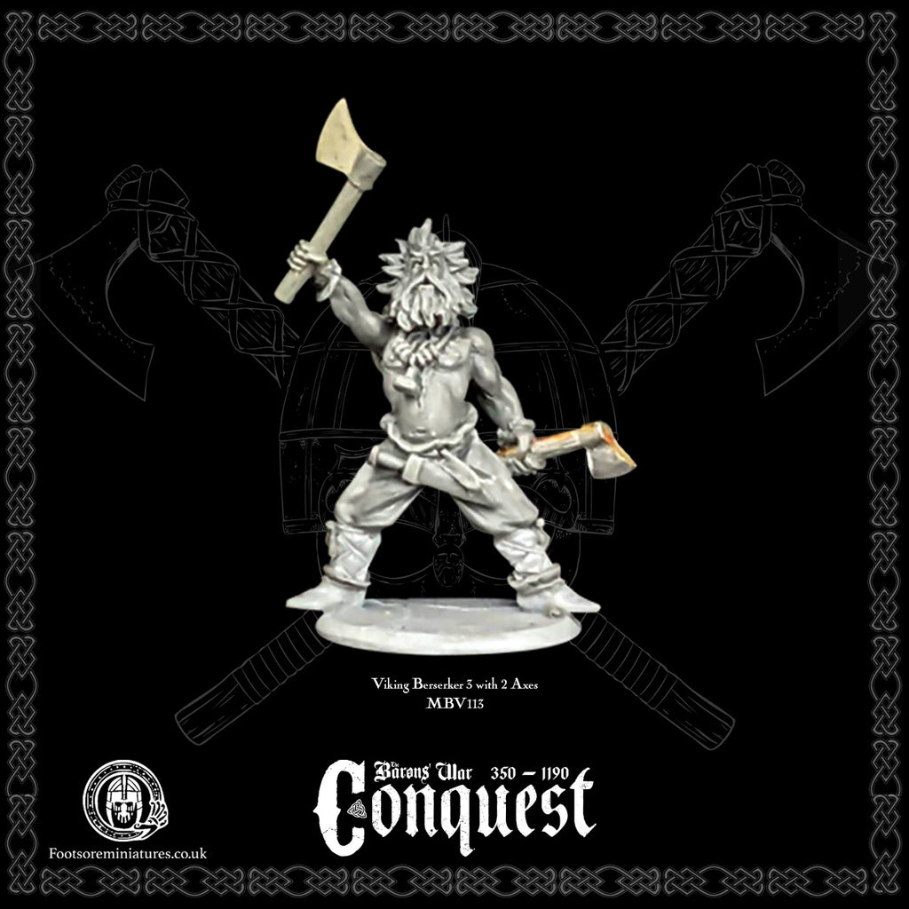 Viking Berserker 3 with 2 Axes for Footsore Miniatures 'Conquest' Vikings.
