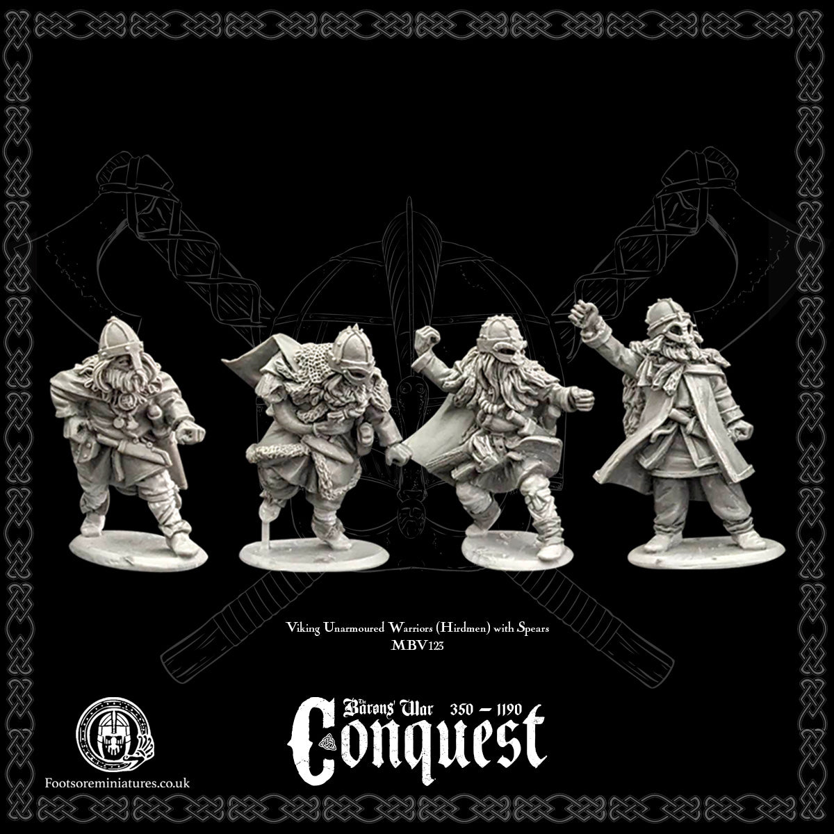 Viking Unarmoured Warriors (Hirdmen) with Spears, for Footsore Miniatures 'Conquest' Vikings.