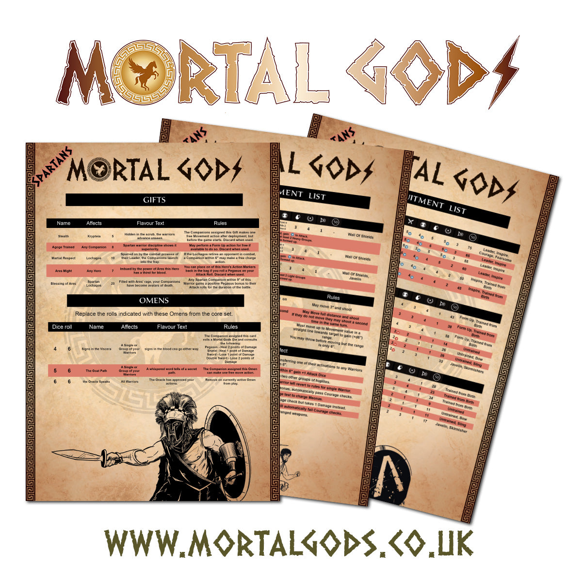 Digital Mortal Gods Spartan list