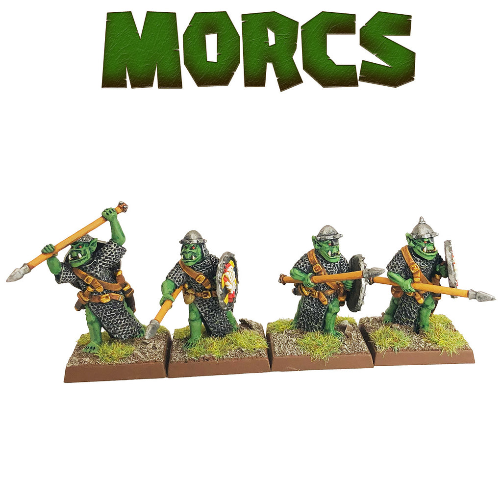 Orc Warriors with Spears and Helmets, Attacking