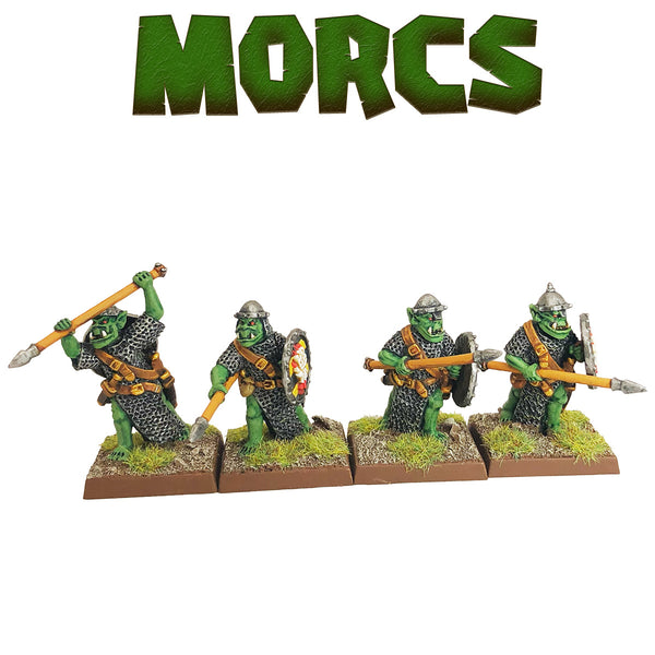 Orc Warriors with Spears and Helmets, Attacking
