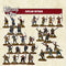 Collection of 30 miniature figures representing medieval outlaws, labelled 'Outlaw Retinue from The Barons' War range.