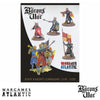 WAAAC010 Foot Knights Command, wargaming figures with a 'Barons' War' and 'Wargames Atlantic' branding on a white background.