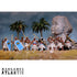 A set of Wargames Atlantic ancient Egyptian soldier miniatures arranged in a diorama with palm trees, a large stone head statue, and a cloudy sky backdrop. The bottom of the image features a white banner with the 'WARGAMES ATLANTIC' logo.