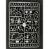 A plastic sprue containing various unpainted Dark Age Mounted figures, weapons, and accessories, photographed against a solid black background.