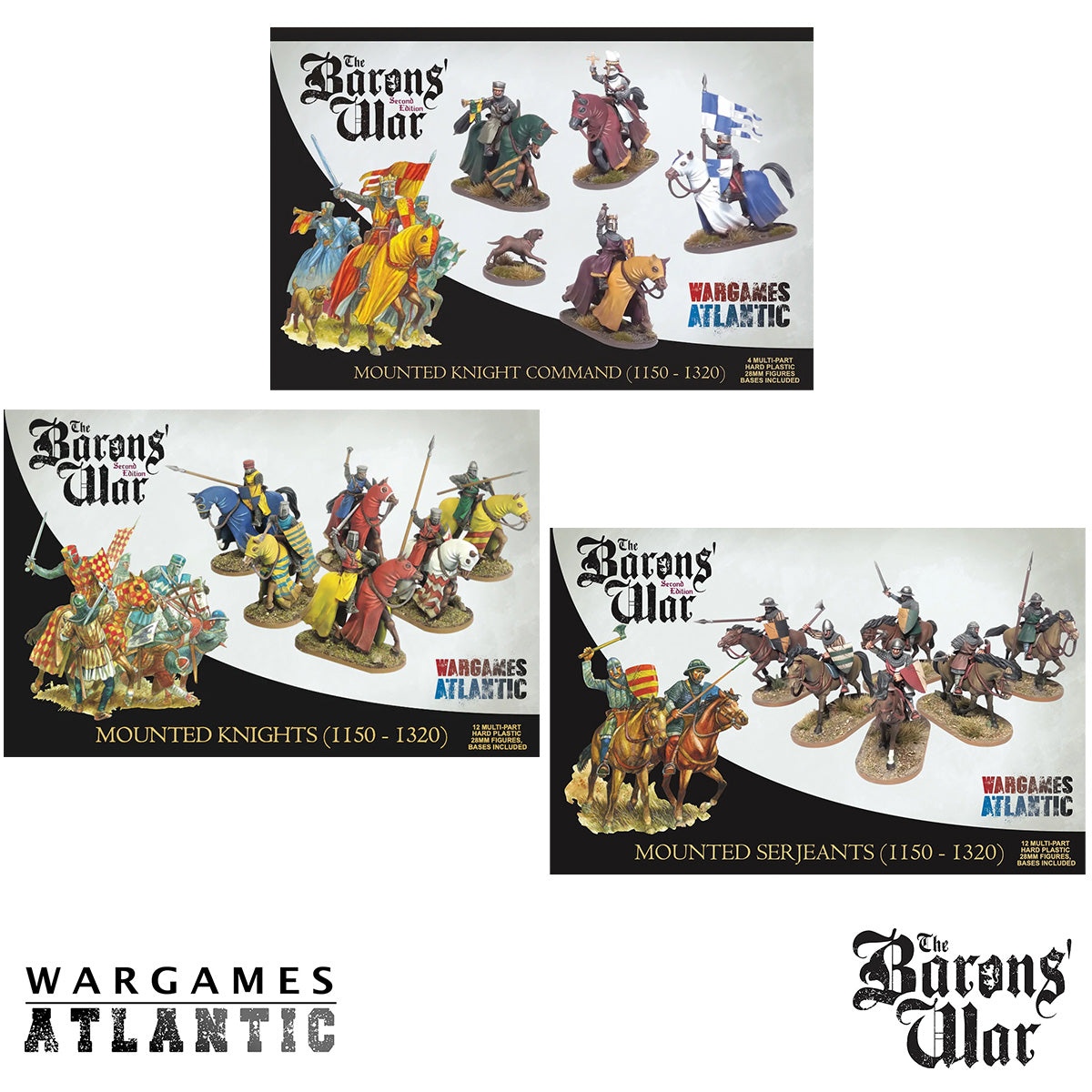 The Barons' War - Mounted Retinue, x3 sets of plastic Knights from Wargames Atlantic