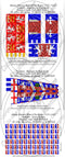 Set of flags with text and symbols on a white background