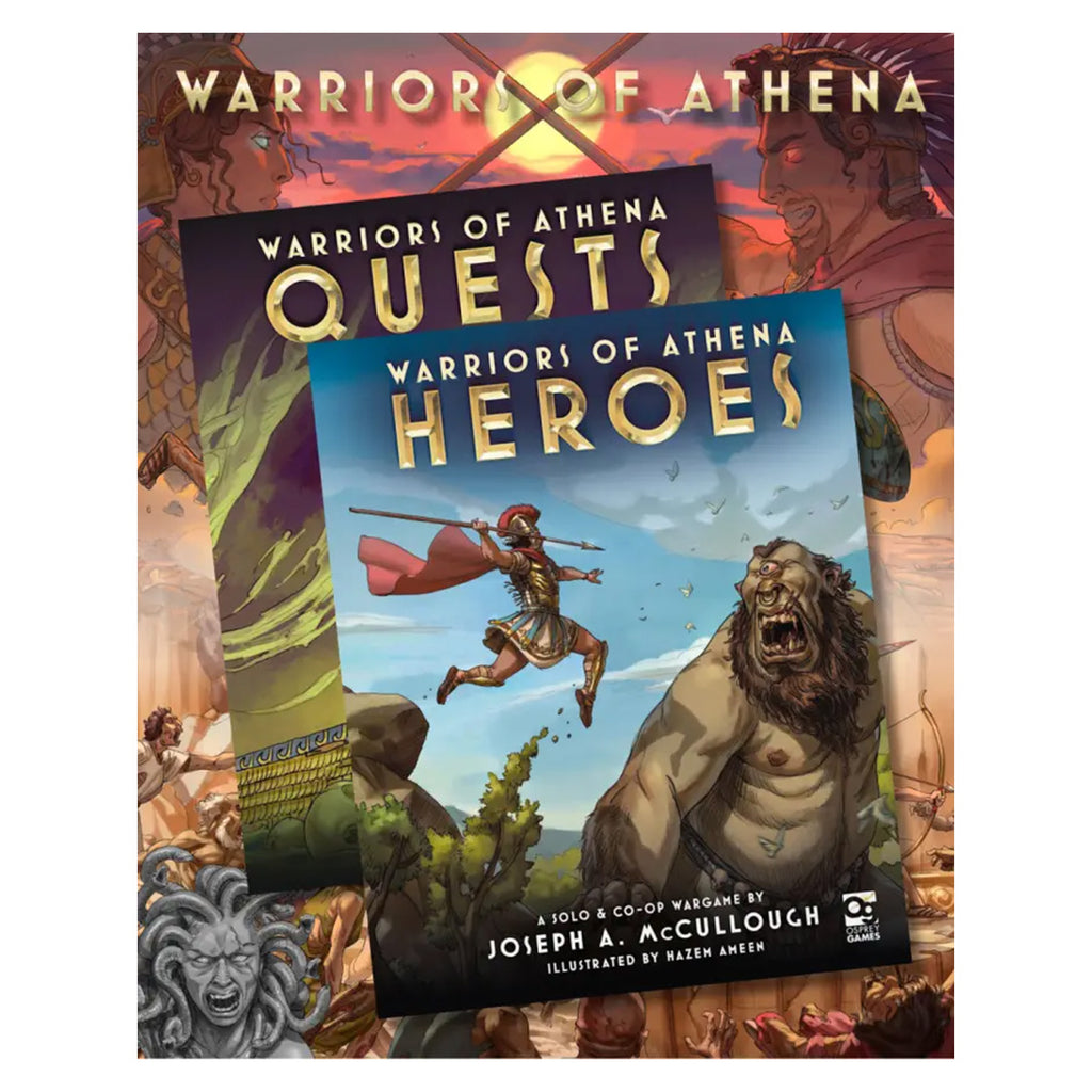 Warriors Of Athena Quests and Heroes book covers as part of a bundle offer from Footsore Miniatures