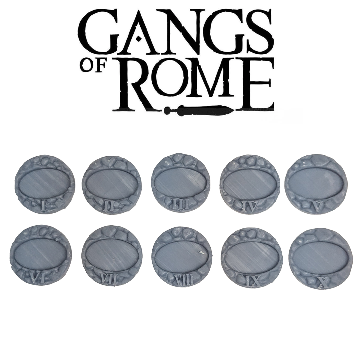 Cutout Cobbled Bases with Roman Numerals