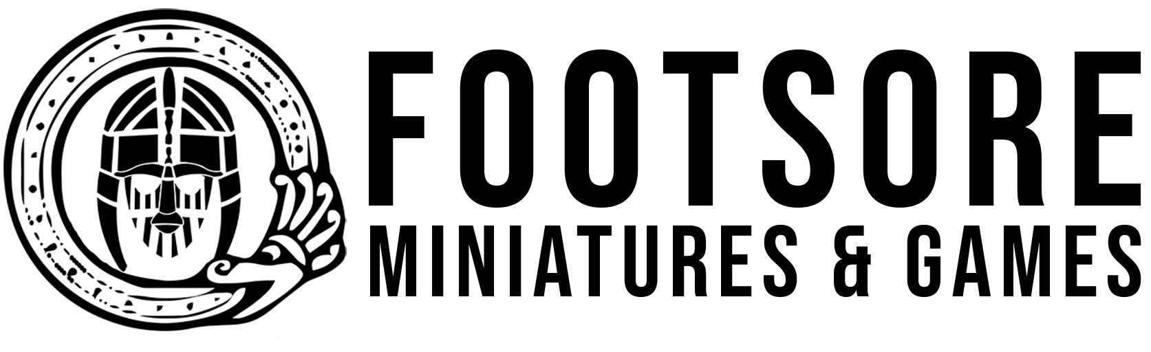 The Footsore Miniatures and Games Logo PNG black on clear background