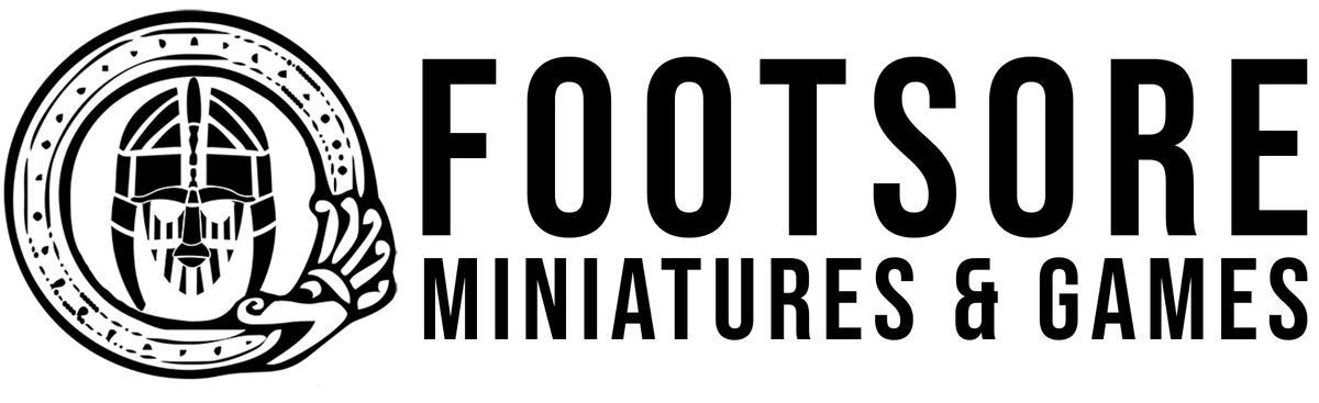The Footsore Miniatures and Games Logo PNG black on clear background