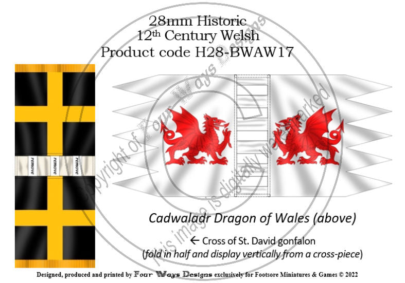 St. David's Cross Gonfalon & Cadwaladr Dragon of Wales Standard