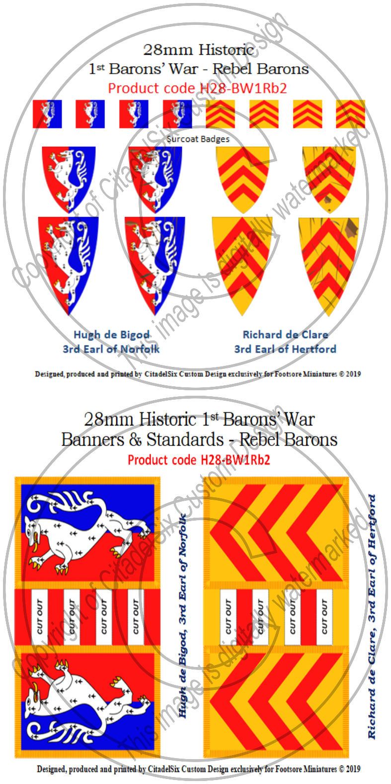 Hugh de Bigod & Richard de Clare, Banners + Decals