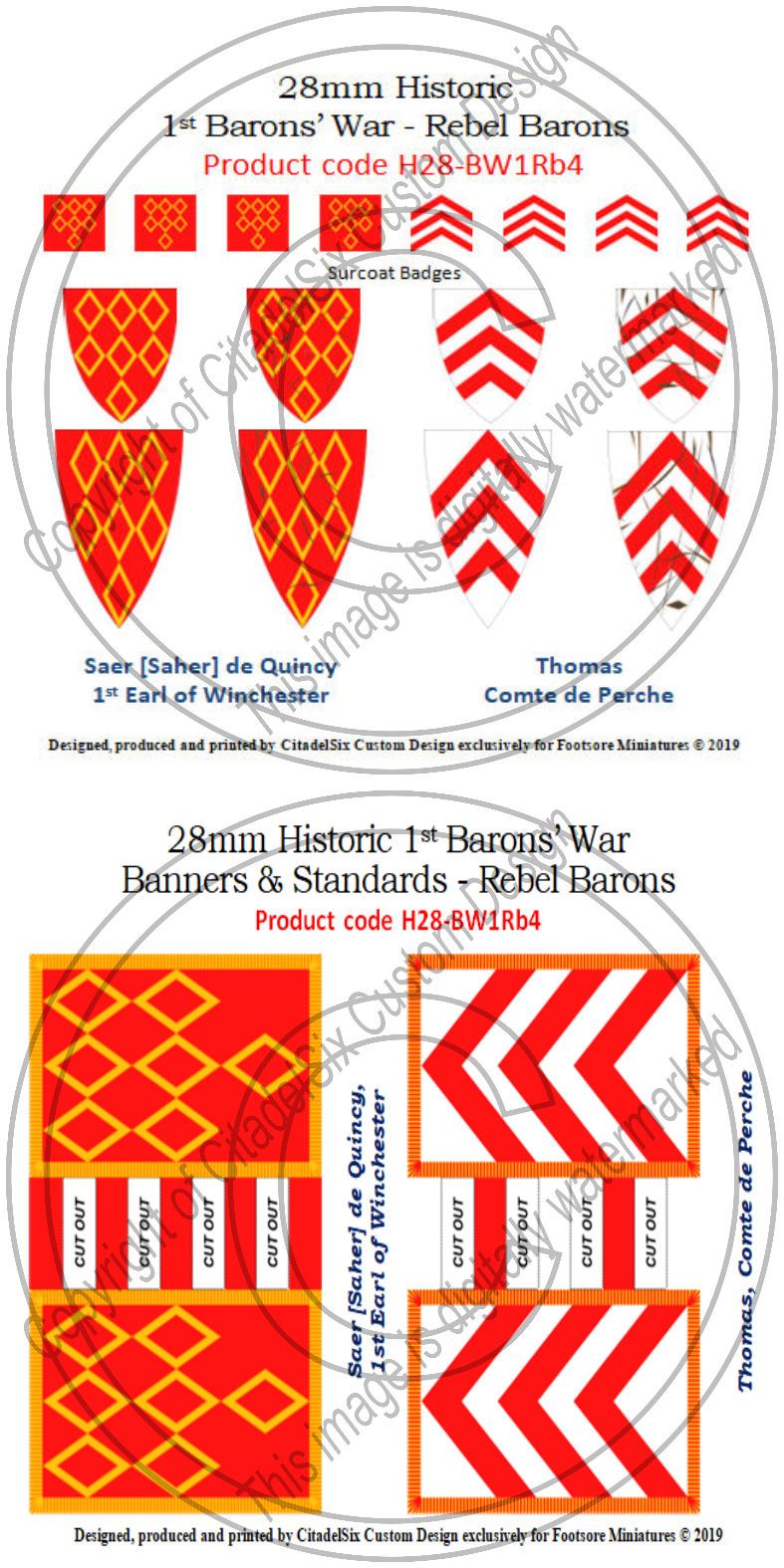 Saer de Quincy & Thomas, Comte de Perche, Banners + Decals