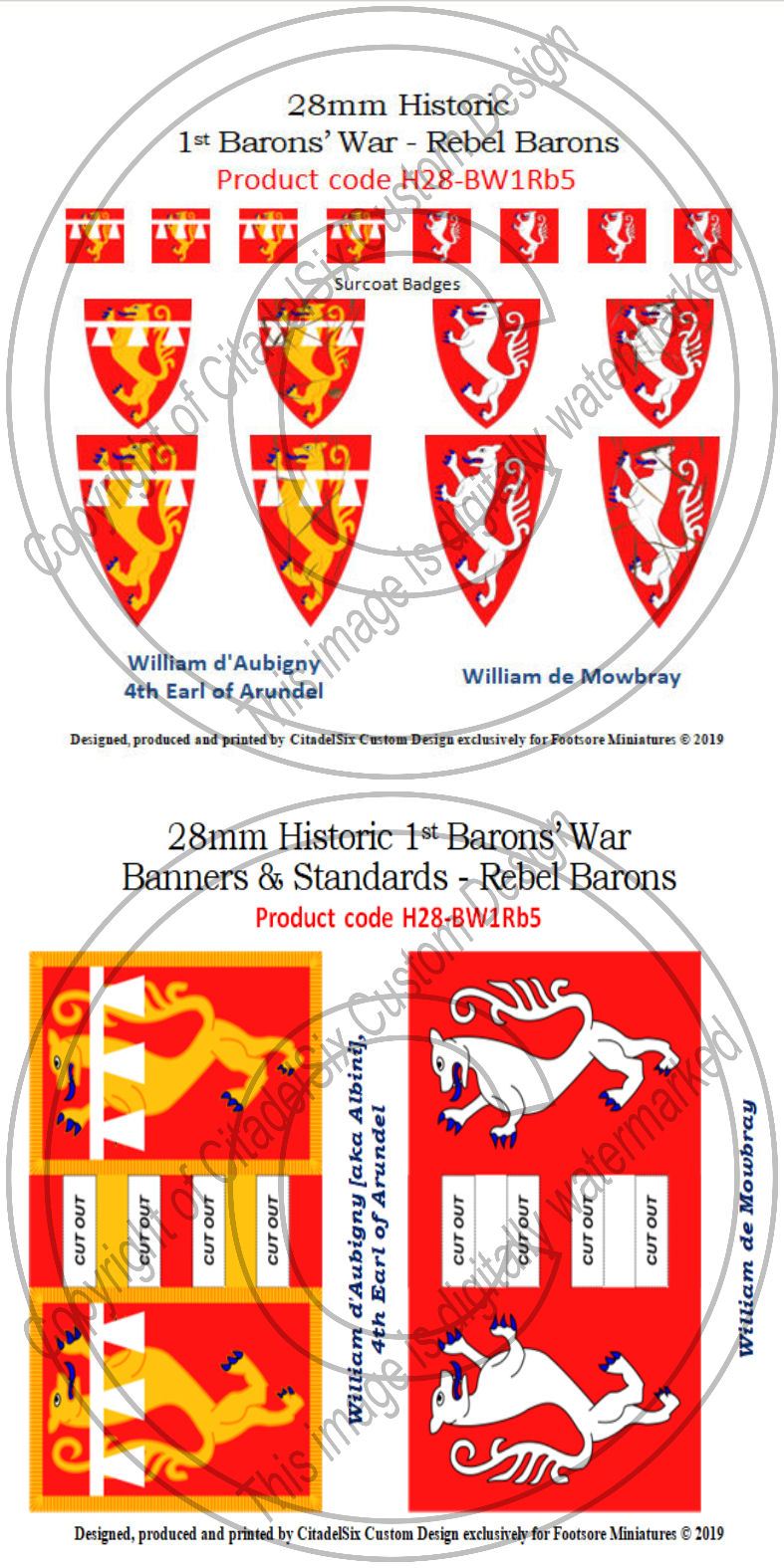 William d'Aubigny & William de Mowbray, Banners + Decals