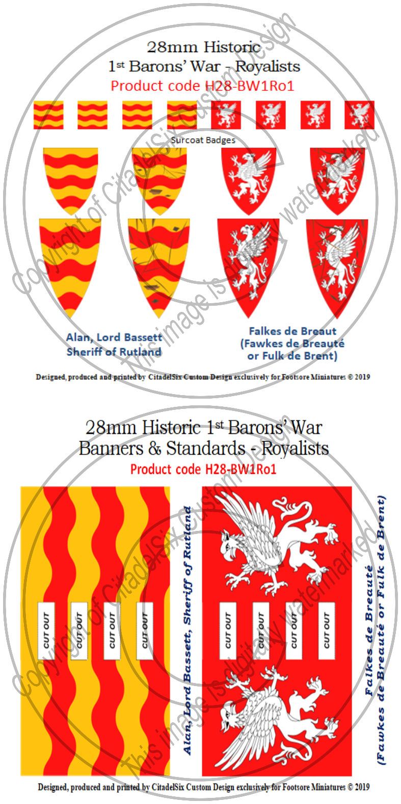 Alan, Lord Bassett & Falkes de Breauté, Banners + Decals
