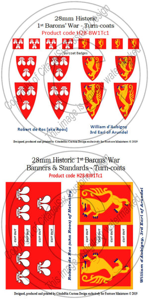 Robert de Ros (aka Roos) & William d'Aubigny, Banners + Decals