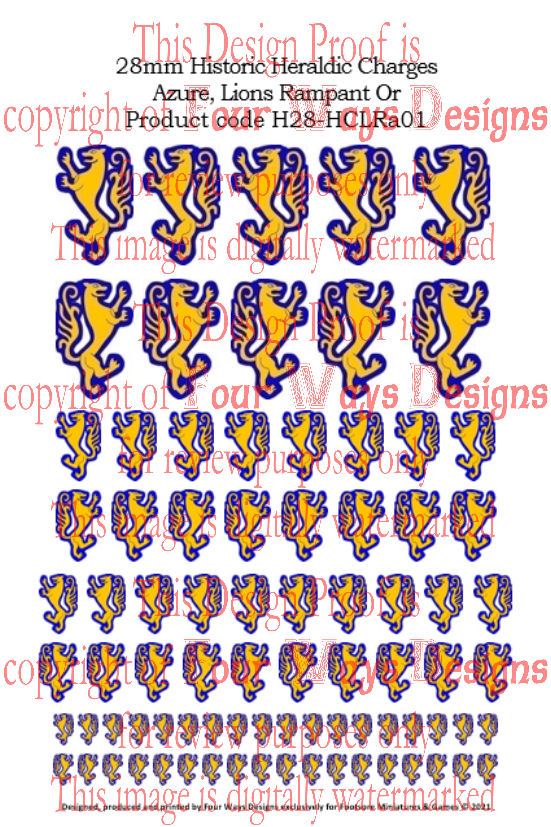 Heraldic devices - Azure, Lions Rampant