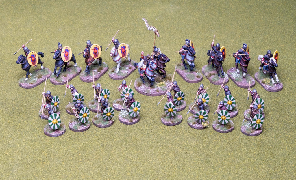 Late Roman 4 point Skirmish Warband miniatures for Saga tabletop wargame, unpainted, 28mm scale